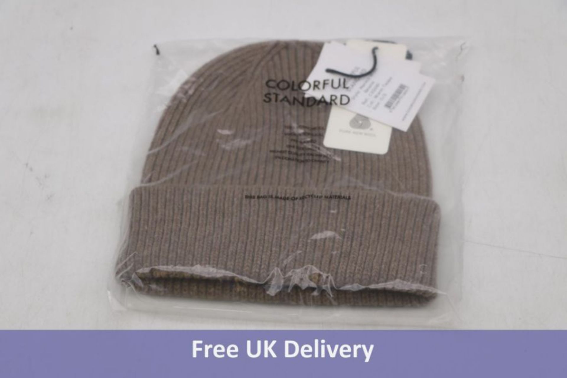 Two Coloful Standard Merino Wool Beanies, Warm Taupe, Size OS