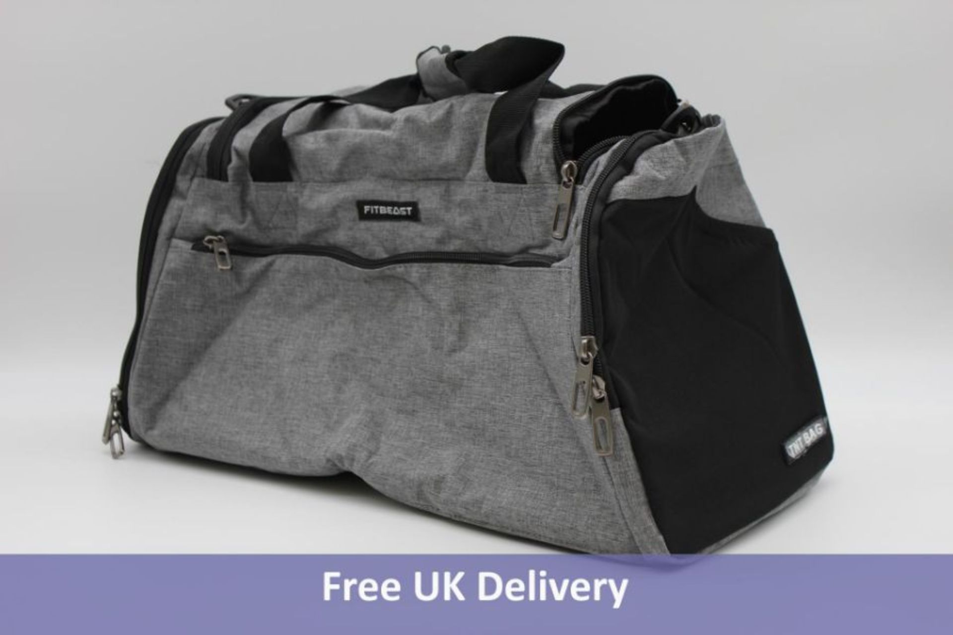 Four FitBeast Sports Duffle Bags, Grey