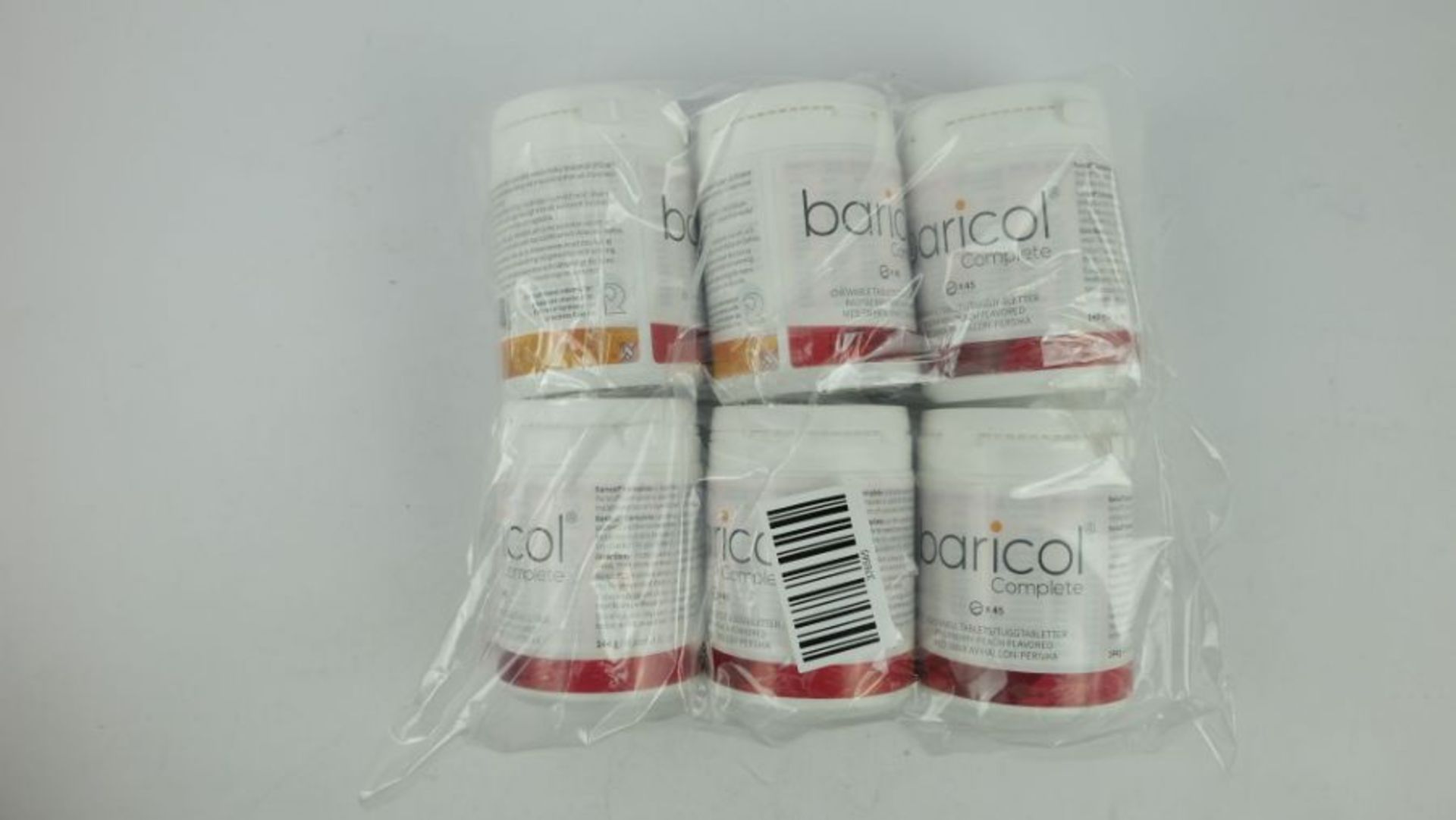 Six, Baricol Complete Chewable Tablets X45 Raspberry-Peach Flavored, Exp 28/04/2024