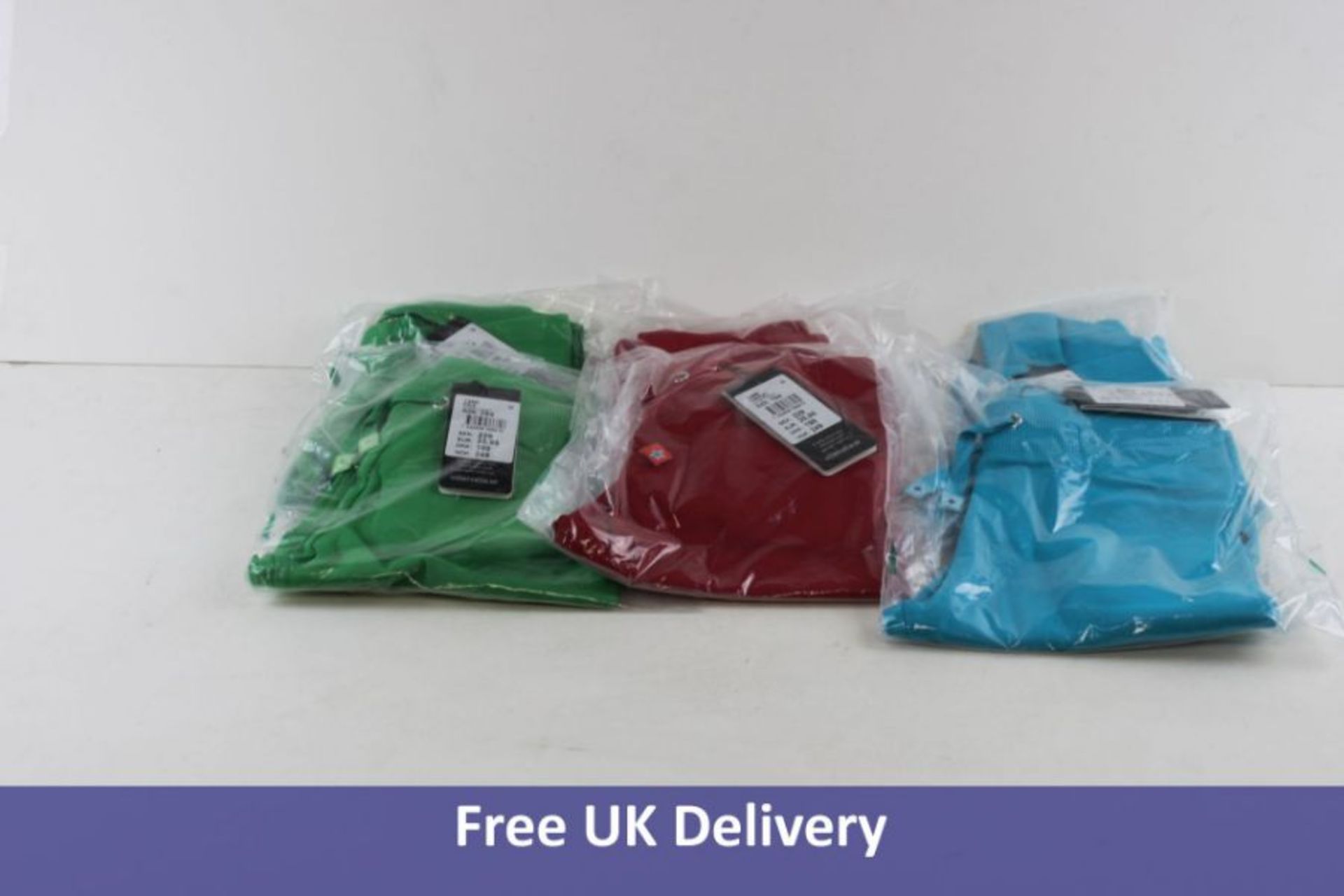 Six Pairs Viller Valla Children's Joggers, to Include, 2 x Red and 2x Reef Blue and 2x Pea Green, Si