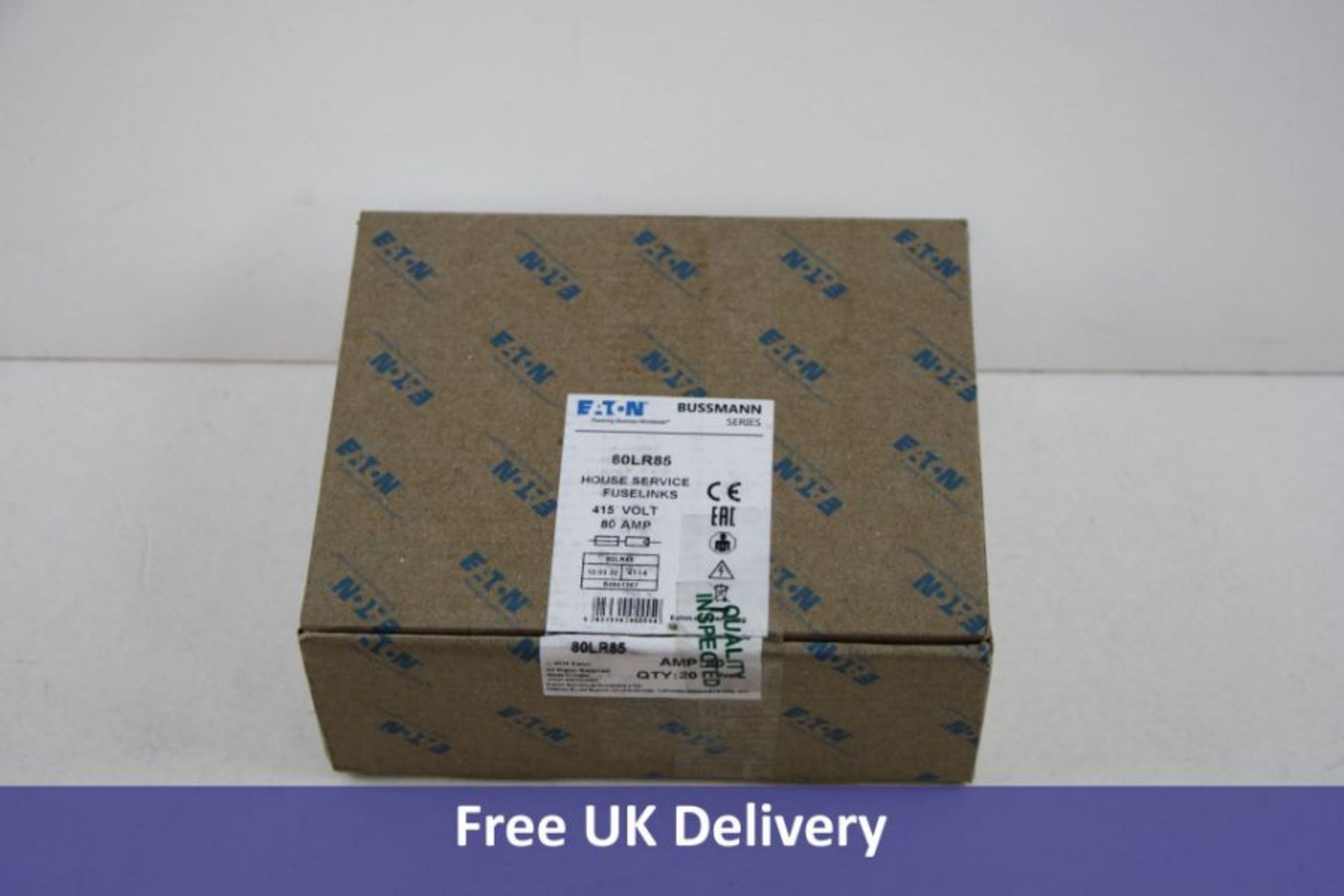 Twelve Boxes of 20 Pack Eaton Bussmann 80LR85 House Service Fuse Link, LV, 80 A, AC 415 V, BS system