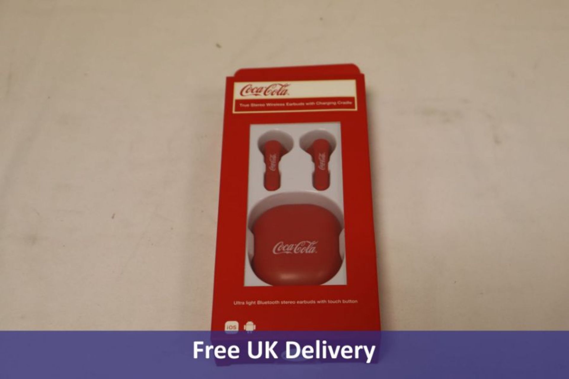 Eight Official Coca-Cola True Stereo Wireless Earbuds with Charging Cradle