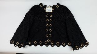 Maje Guipure Lace Eyelet Cardigan, Black, Size S