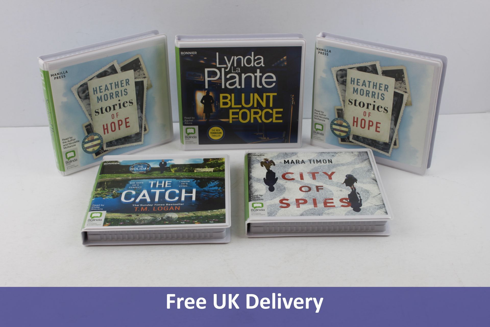 Twenty CD Audio Books, to Include, 4x The Catch, 4x City Of Spies, 4x Blunt Force, 4x The Glasgow Gi