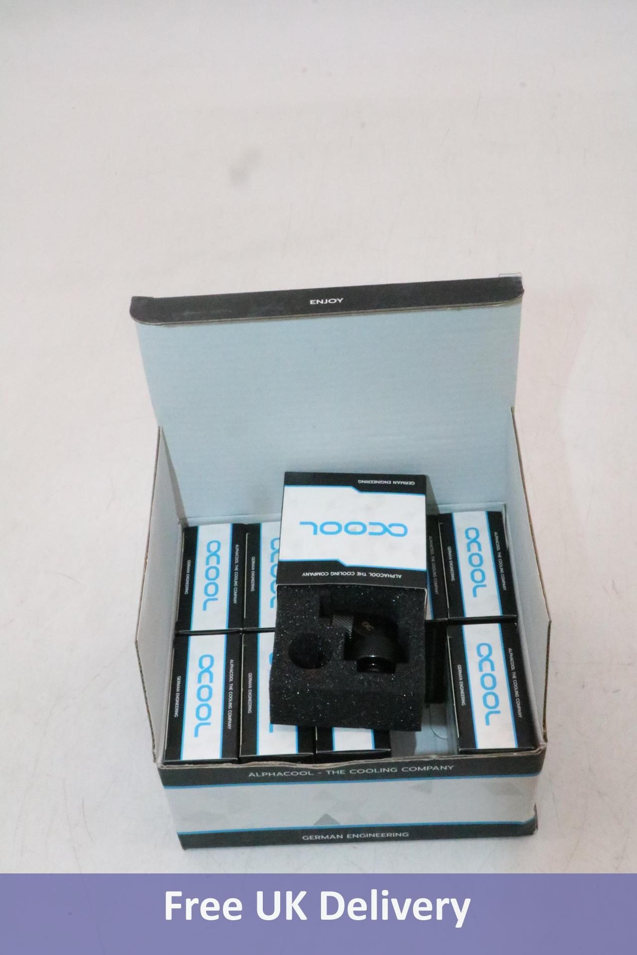 Box Of Ten Alphacool Eiszapfen 16/10mm compression fitting, 90° rotatable G1/4, Deep Black