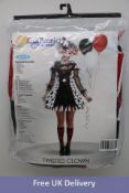 Four Adult Size Fancy Dress Items to include 1x California Women's Creepy Clown Costume, White/Black