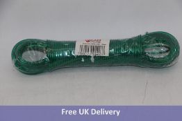 Ten Heavy Duty Washing Lines Rope Steel Core, Green, 25m Per Rope