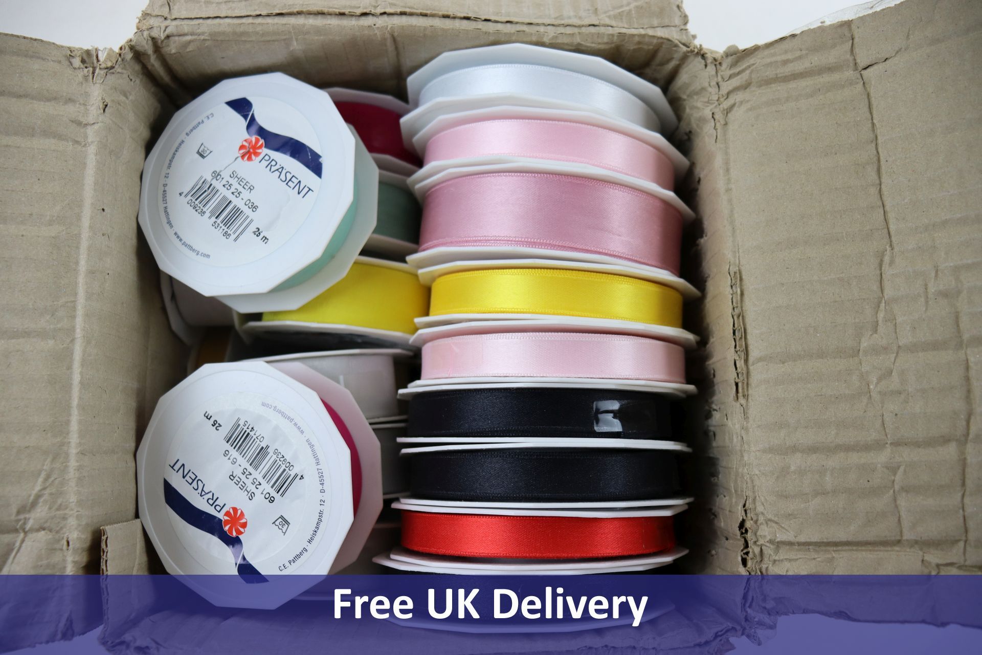 Thirty Three Spools Of Prasent Ribbon, Various Sizes and Colours