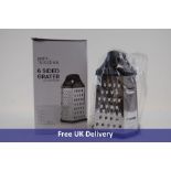 Twenty Four Joejis 6 Sided Cheese Grater with Container ,Grater, Slicer, Shredder, Zester