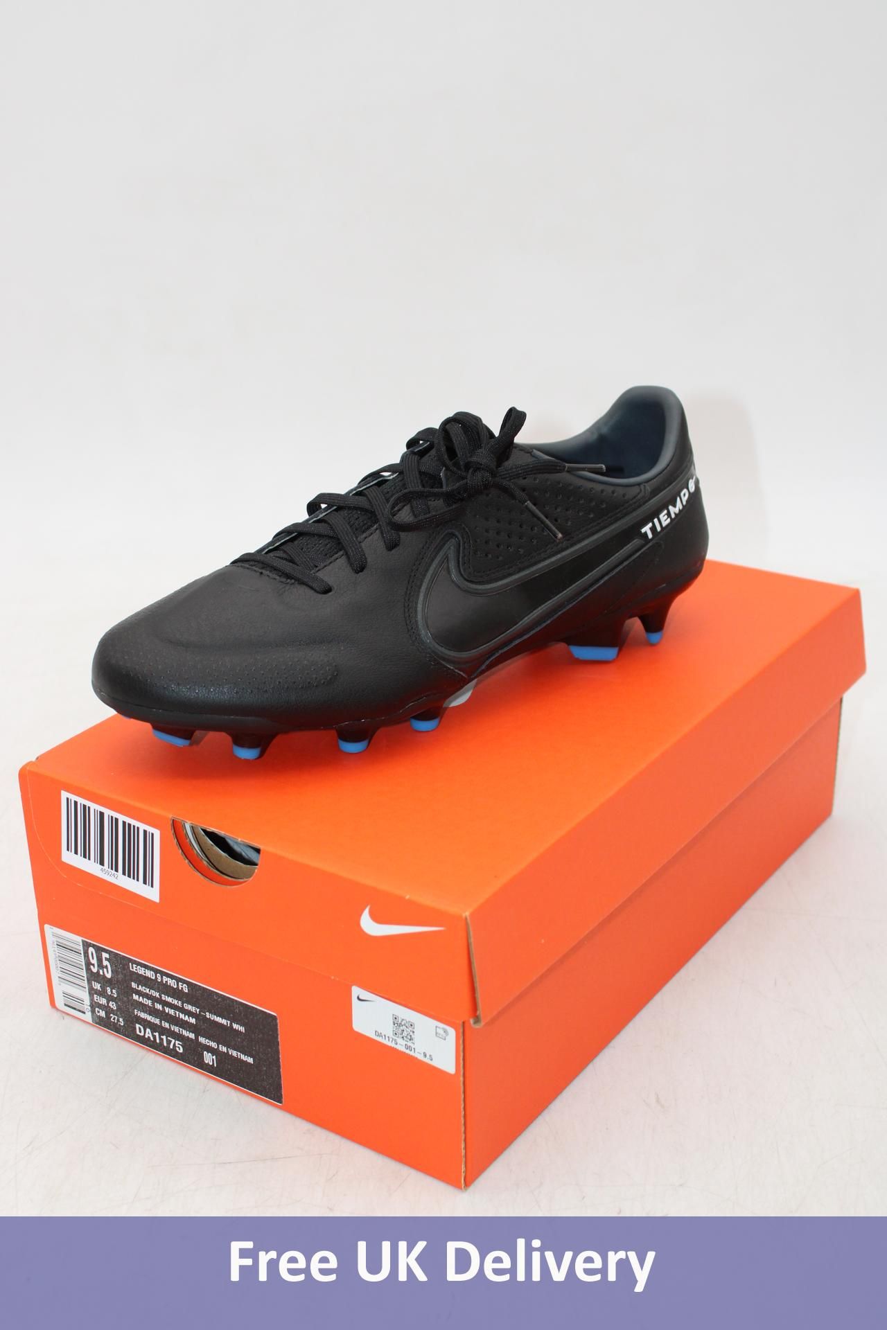 Nike Men's Legend 9 Pro FG Football Boots, Black/Dark Smoke Grey, UK 8.5