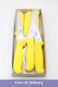Six Victorinox Flexble Curved Bone Knife Fibrox, Yellow. OVER 18's ONLY