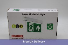 Four Channel E/RZ/M3/LED/F/LI, Razor Flush Recessed Mounted LED Emergency Exit Sign with Up Arrow, G