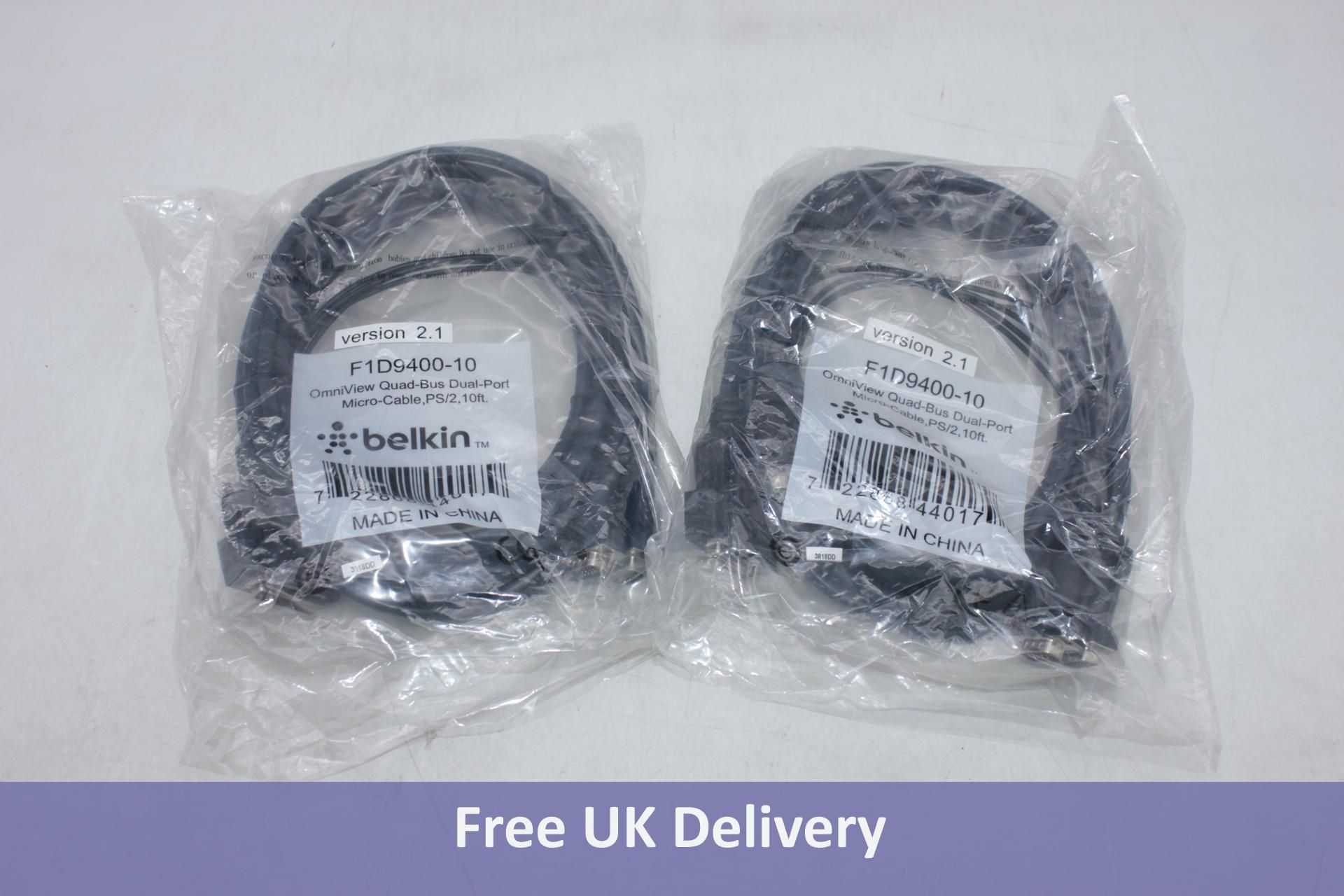 Eight Belkin OmniView Dual Port Cable, Ten Feet