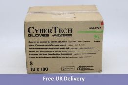 Ten Boxes Of Cyber Tech Powder Free Nitrile Gloves, Green, Size S, 100 Per Box