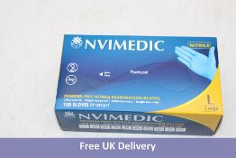 Ten Boxes Of NVIMEDIC Powder Free Nitrile Examination Gloves, Blue, Size L, 100 per pack