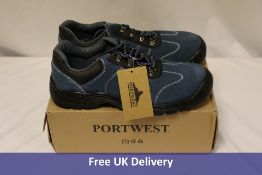Three Portwest FW02 Perforated Blue Safety Trainers to include 2x UK 9, 1x UK 11