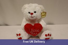Six Paws Teddy Bears, White, Red Heart with I Love You, 10.5"