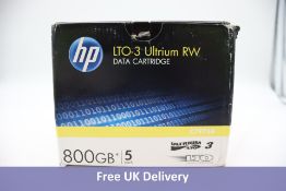 Five HP LTO-3 Ultrium RW Data Cartridges