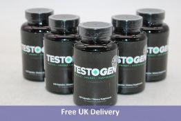 Five Bottles Of Testogen Natural Booster Dietary Supplement, 120 Capsules Per Bottle, Expiry Date 04