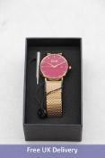 Women's Coluri Kahlo Watch, Scarlet, Rose Gold Strap