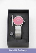 Women's Coluri Pankhurst Watch, Scarlet, Silver Strap