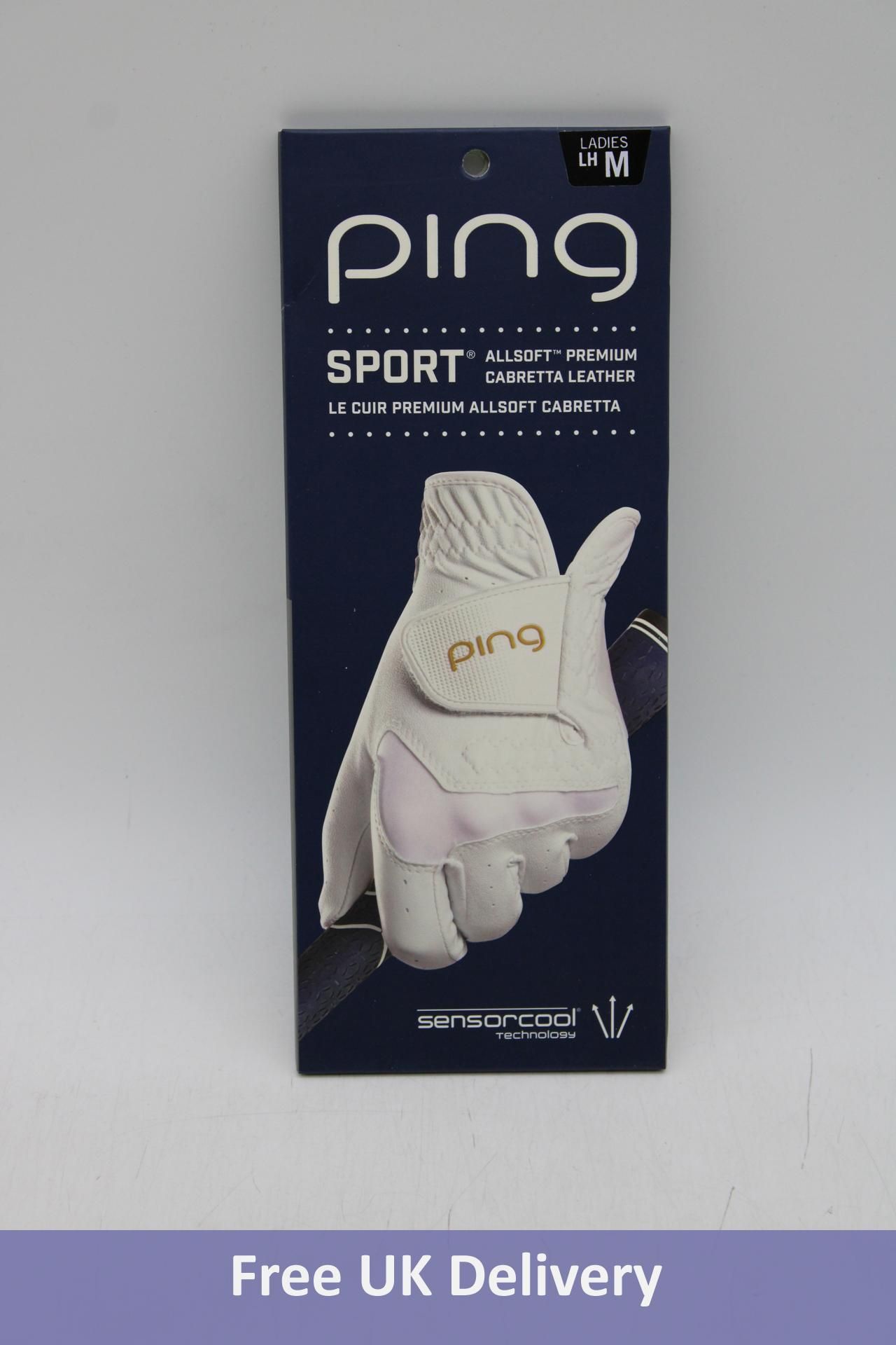 Seven Ping Sport Cabretta Women's Golf Gloves, Left Hand, White, Medium