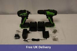 Greenworks Drill Driver and Impact Driver, 2 x 24V 2Ah Batteries and Charger