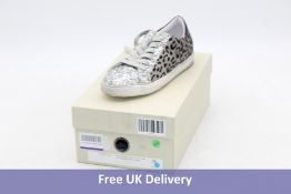 Meline Women's Glitter Leopard Print Trainers, Grey/Silver, EU 38