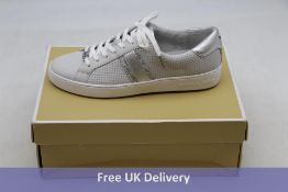 Michael Kors Irving Stripe Lace Up Trainers, White/Silver, US 9