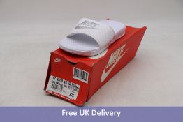 Nike Benassi JDI Swoosh Women's Slide Sandals, White/Silver, UK 4.5 (Box damaged)