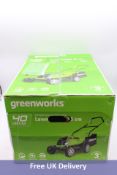 Greenworks Hand Pushed Cordless Lawn Mower, 40V, Battery Power, 35cm, Green/Black
