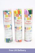 Five Tubes of Home Pro Shop 250pc Pipe Cleaners for Crafts, 30 Colours, Soft Bristle, Flexible and S