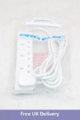 Thirteen Prolec Four Gang Extension Lead PELB1750, White, Three Metre