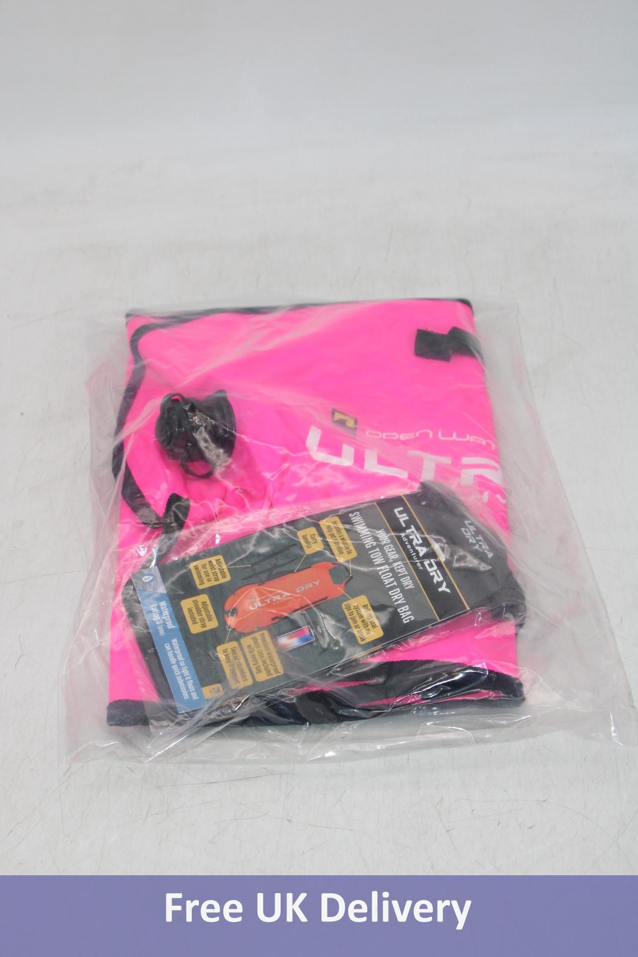 One Inflatable Jacket, Size S and 3x Ultra Dry Visible Swimming Tow Float Dry Bags, 28ltr, Pink - Image 2 of 2