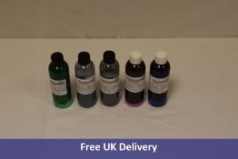 Twenty-four Bottles of Dermaglo Tattoo Artist Pigments, Various Colours, 100ml each with Spouts. Exp