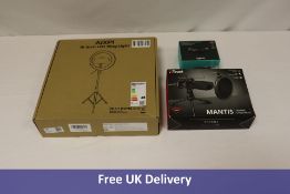 Three Streaming related items to include Logitech C920 HD Pro Webcam, Trust Mantis Straming Micropho