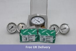 WIKA Pressure gauge 213.53 - 9021990, 4x Pressure gauge 621.20 - 14299554 and 1x Caleffi 525040 Wate