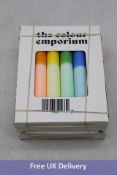 Three Packs of Six The Colour Emporium Six Dip Dye Candles, Rainbow Block, 290mm x 25mm