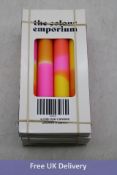 Three Packs of Four The Colour Emporium Four Dip Dye Candles, Sunset Bright, 290MM X 25MM
