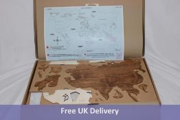 YourWorldMap World Map, Wood Brown Coloured, Small, 150 x 90cm