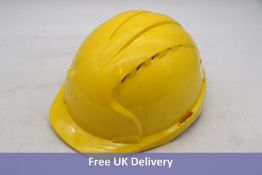 Ten JSP EVO2 Safety Helmets with Vented Slip Ratchet and Mid Peak in Yellow