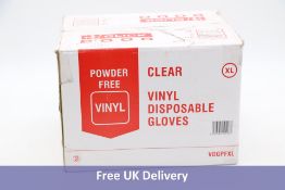 Forty Boxes Click 2000 Vinyl Disposable Powder Free Gloves, Clear, Size XL, 100 Gloves Per Box