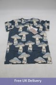 Four Dear Sophie Mushroom Dark Tee Shirts to include 2x Size 110-116, 2x Size 122-128