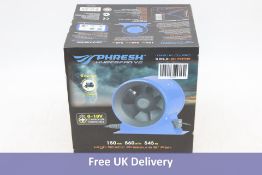 Phresh Hyperfan V2, High Pressure Static 6 Inch Fan, Blue, Untested