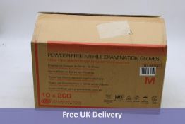 Ten Boxes of DE Healthcare Products Powder Free Nitrile Examination Gloves 200 Each boxes, Medium, B