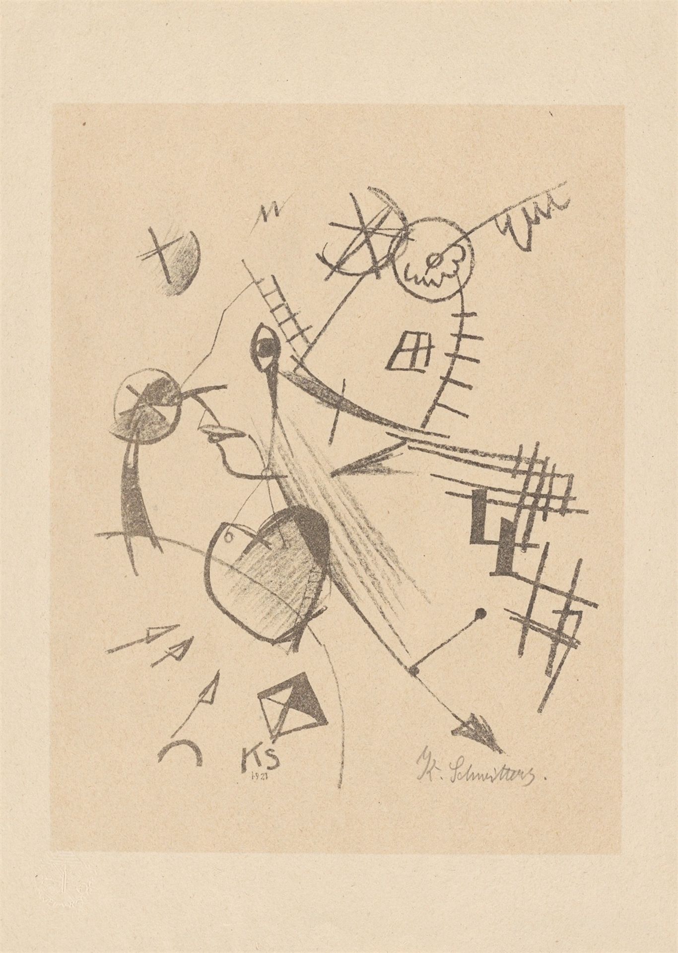 Kurt Schwitters. ”Komposition mit Kopf im Linksprofil”. 1921