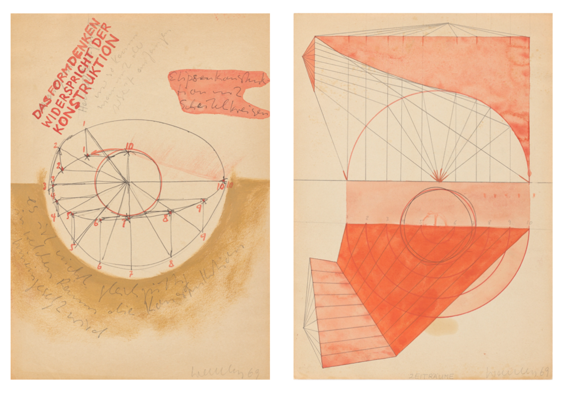 Franz Erhard Walther. ”Das Formdenken widerspricht der Konstruktion” / ”Erklärungen”. 1967 / 1969