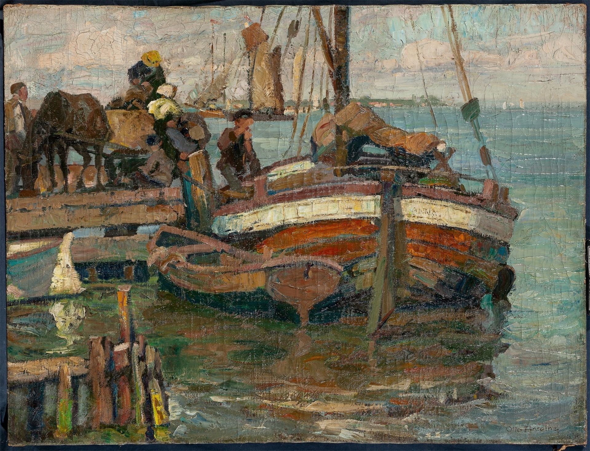 Otto Antoine. Cutter in a harbour. - Image 2 of 4