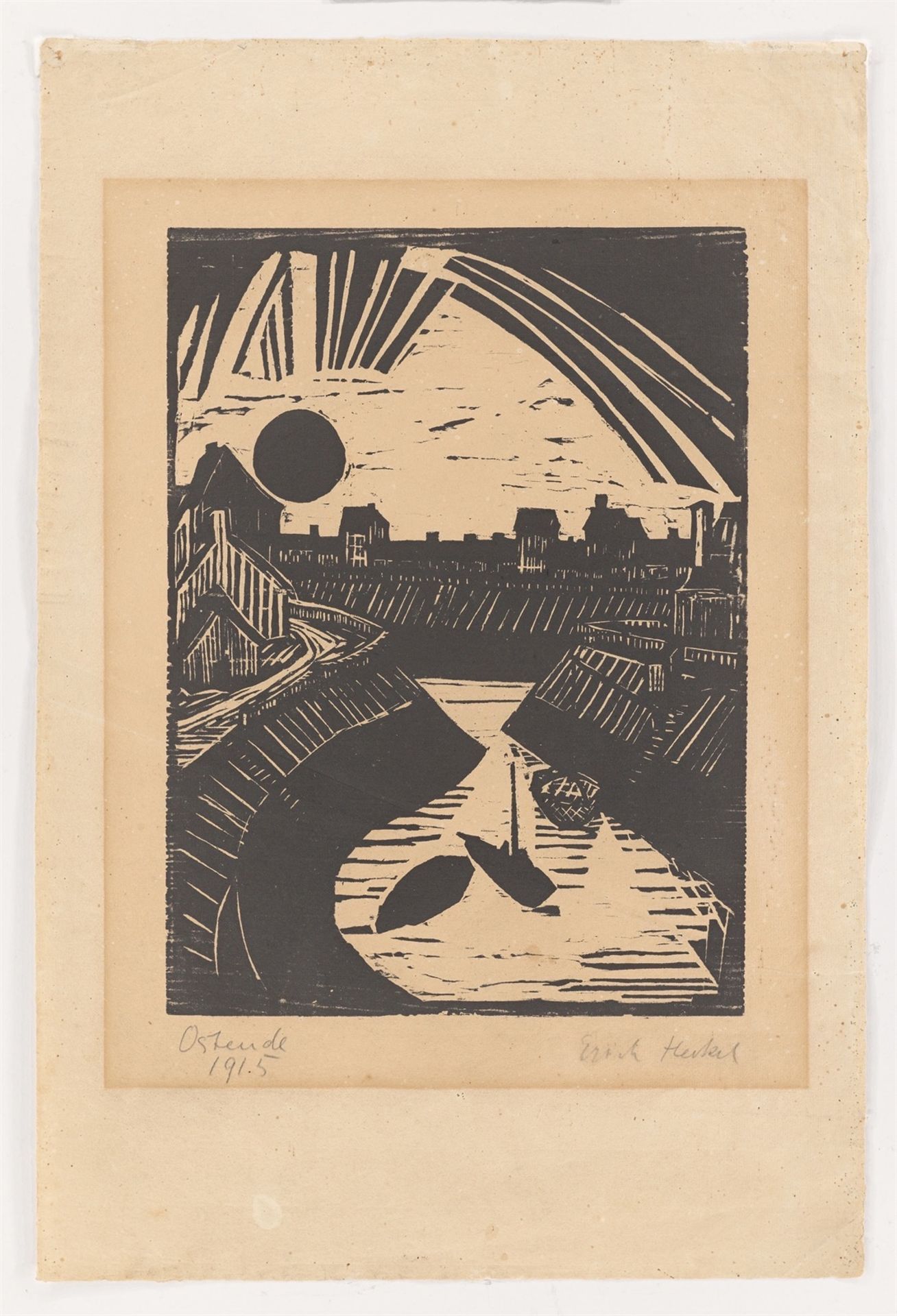 Erich Heckel. ”Ostende (Krummer Kanal)”. 1915 - Image 2 of 3