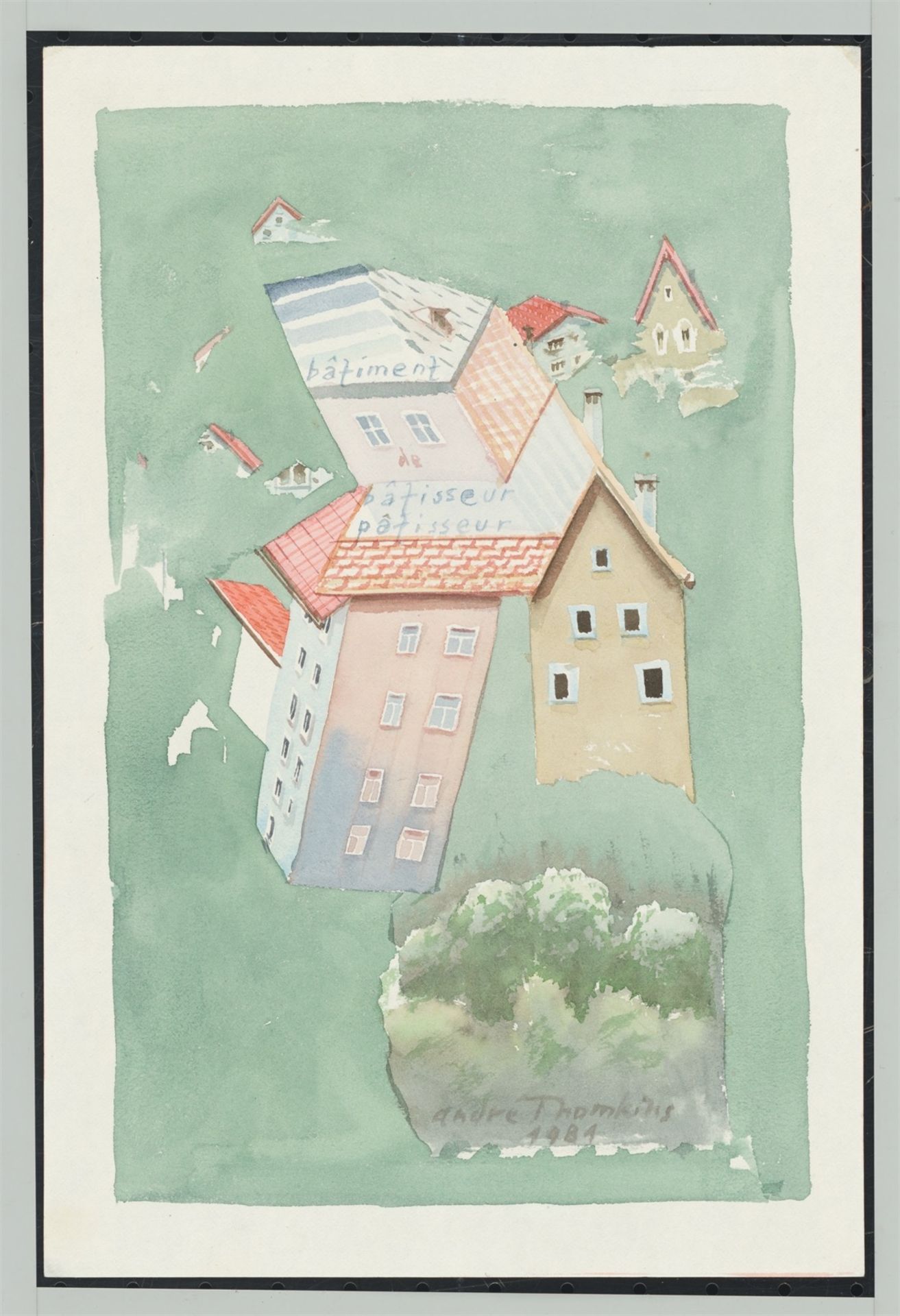 André Thomkins. ”bâtiment de bâtisseur pâtisseur”. 1981 - Image 2 of 3